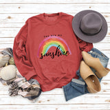 „You Are My Sunshine“-Pullover mit Regenbogen-Buchstabendruck für Damen