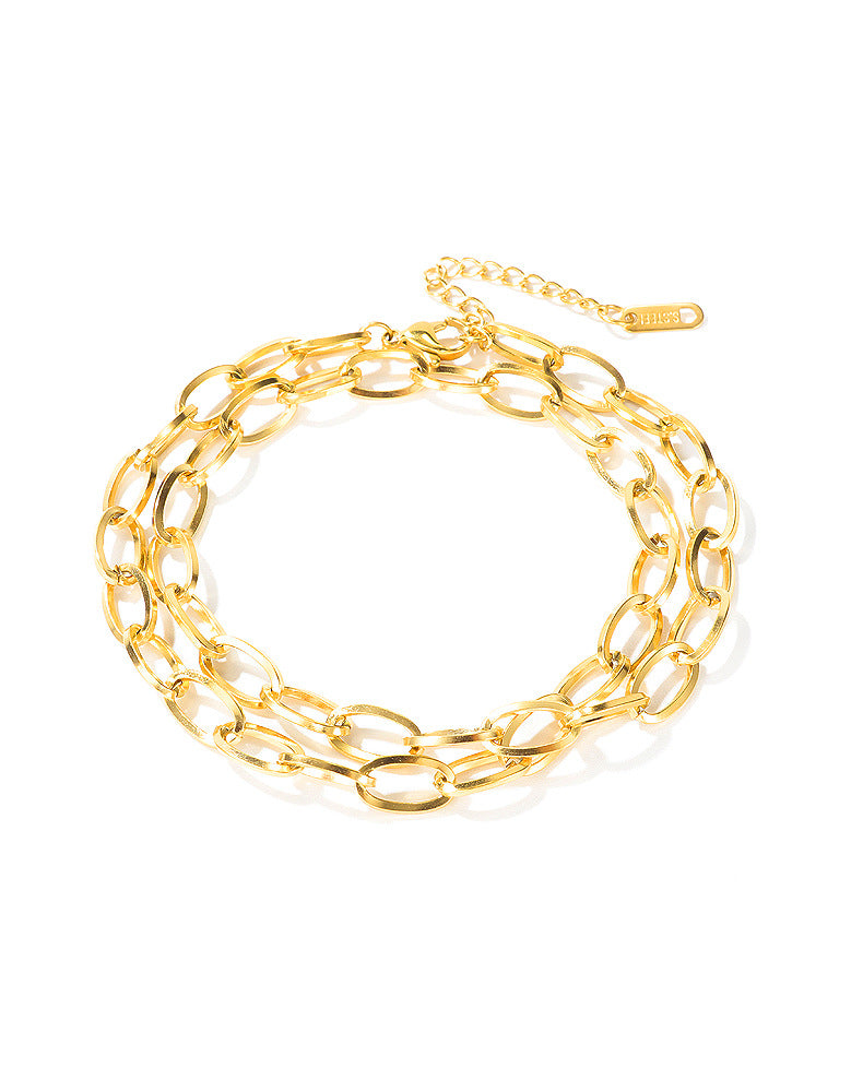 NEHZUS Style Multi-layer Temperament Titanium Steel Necklace Women's Fashion Ring Sexy Clavicle Chain Neck Chain Live Selling