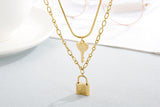Collier pendentif clé et serrure, bijoux en acier inoxydable pour femmes