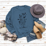 Pull surdimensionné à manches longues, ample et décontracté, imprimé de lettres de papillon et de fleurs sauvages, automne et hiver