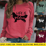 Life Is Golden Rundhalsausschnitt Buchstaben Locker Langarm Großer Pullover