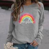 „You Are My Sunshine“-Pullover mit Regenbogen-Buchstabendruck für Damen