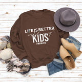 Life Is Better with Crewneck Loose Bottomed Long-sleeved Sweatshirt Woman