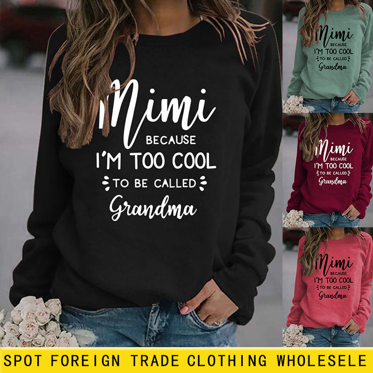 MIMI BECAUSE I'M Letter Fashion Damen Langarmshirt Rundhalspullover