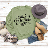 Round Neck Letter Tops Long Sleeve Crazy Christmas Women's Sweatshirt