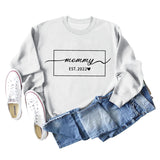 MOMMY EST 2022 Love Herbst/Winter Unten Buchstaben Langarm Pullover in Übergröße