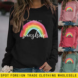 „You Are My Sunshine“-Pullover mit Regenbogen-Buchstabendruck für Damen