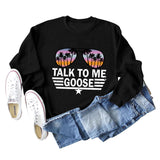 TALK TO ME GOOSE Lockerer Pullover mit Buchstabenmuster und langen Ärmeln und Rundhalsausschnitt