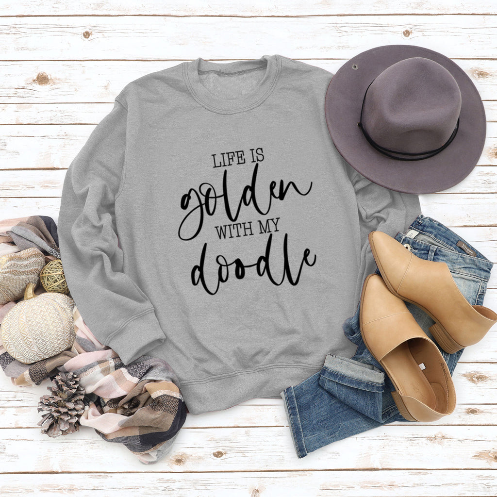 LIFE IS Golden Letter Print Sweatshirt