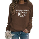 Life Is Better with Crewneck Loose Bottomed Long-sleeved Sweatshirt Woman