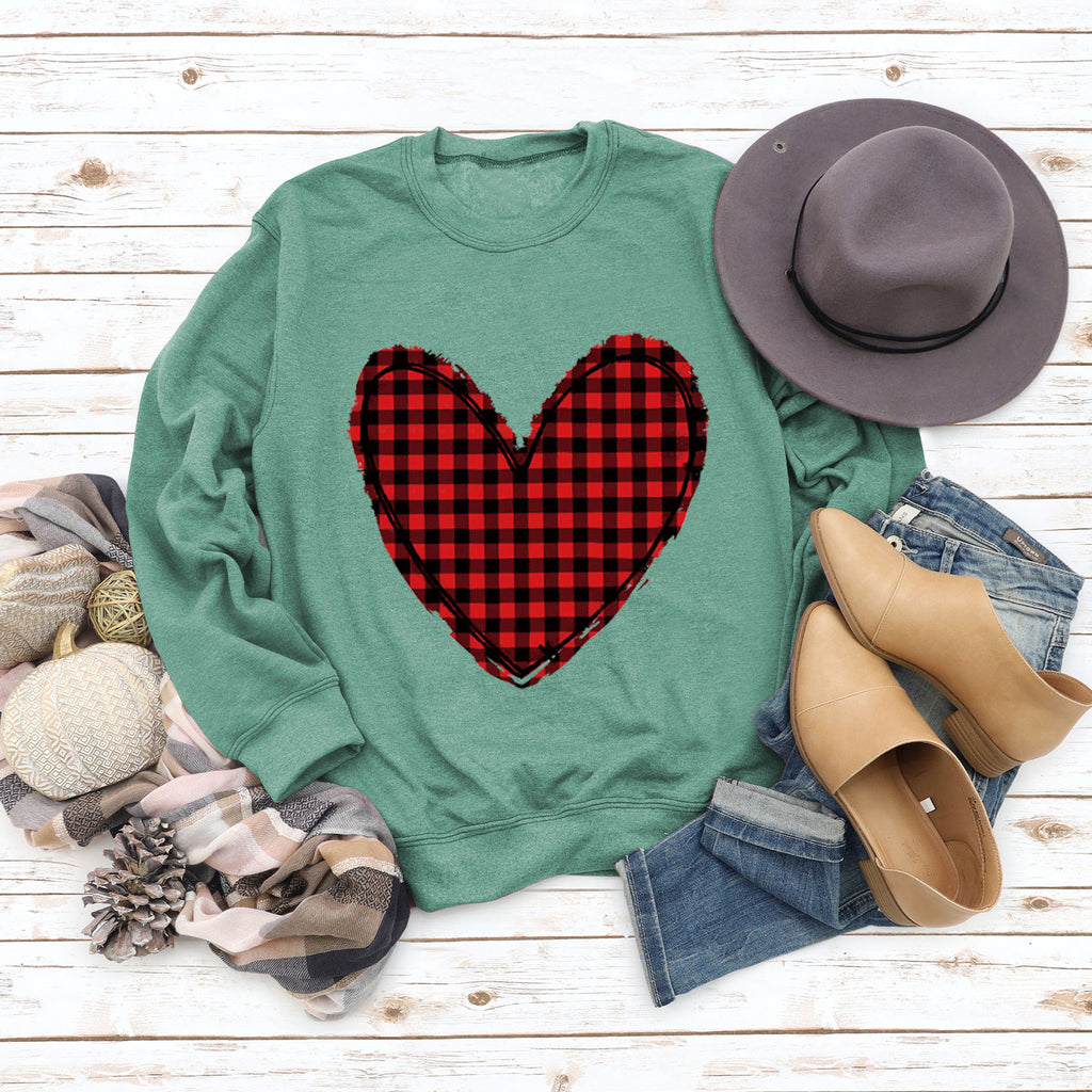 Pull à carreaux imprimé amour pour femme, pour la Saint-Valentin, automne et hiver
