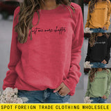 Just One More Letters Round Neck Sweater Female Large Size Long Sleeve