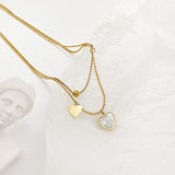New Chilled Out Style Peach Heart Patchwork Niche Design Double Layer Collarbone Chain
