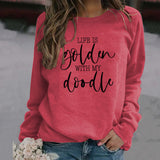 LIFE IS Golden Letter Print Sweatshirt