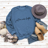 Just One More Letters Round Neck Sweater Female Large Size Long Sleeve