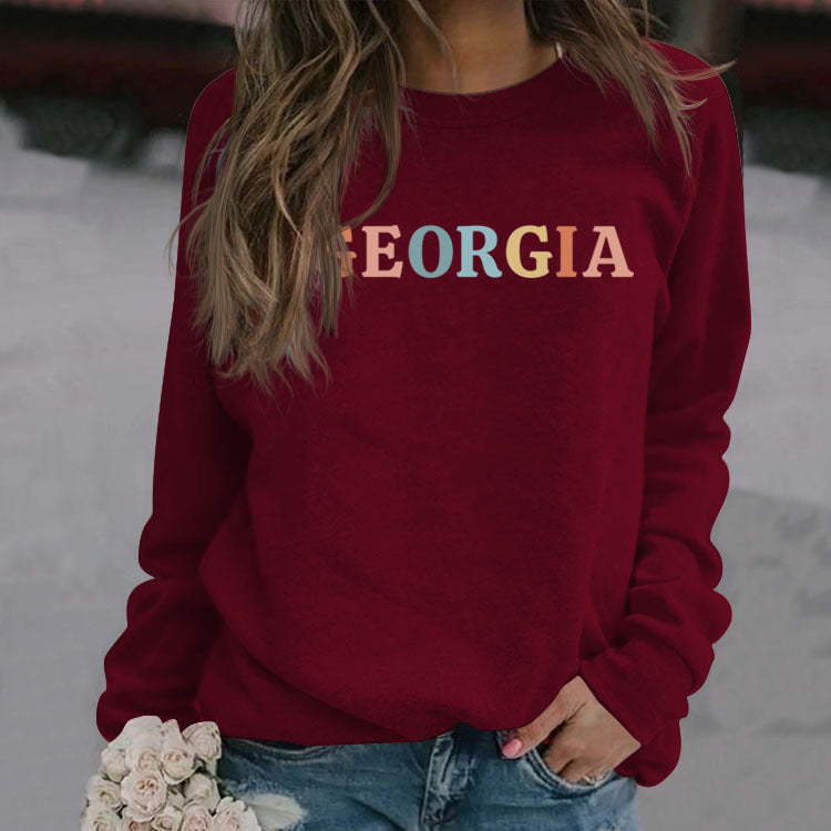 GEORGIA Brief Modische Lose frauen Langarm Rundhals Pullover Frauen