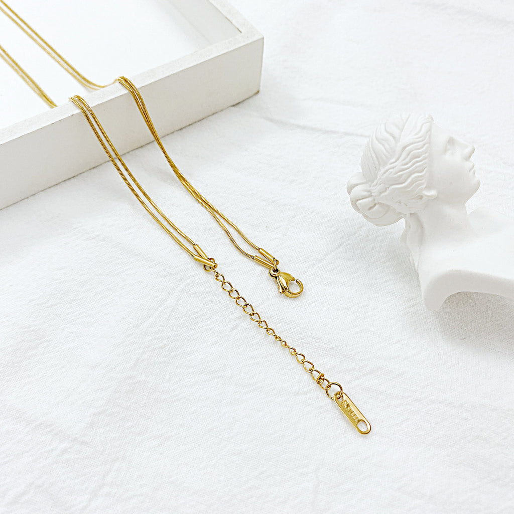 NEHZUS JewelrySimple Small Multitude of Stacking Titanium Steel Necklace Square Long Double Layer Autumn and Winter Jumper Chain