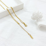 NEHZUS JewelrySimple Small Multitude of Stacking Titanium Steel Necklace Square Long Double Layer Autumn and Winter Jumper Chain