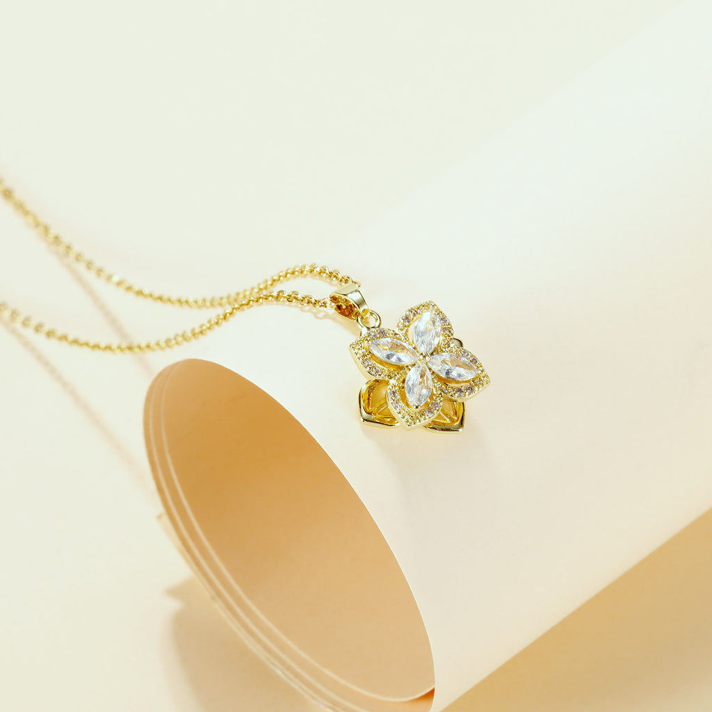 NEHZUS Hip-hop clavicule chaîne mode minimaliste à la mode nouvelle fleur zircone collier