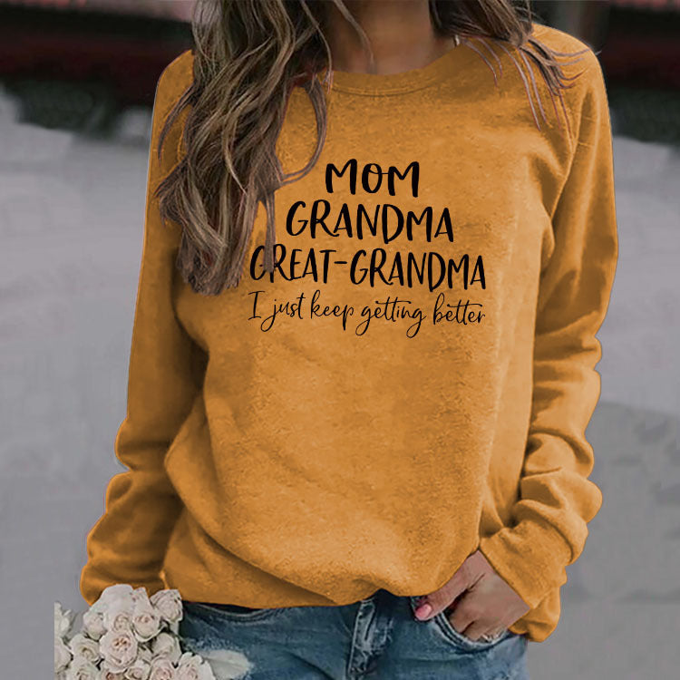Langarm T-shirt MAMA OMA GROßE BUCHSTABEN AW OVERSIZE PULLOVER