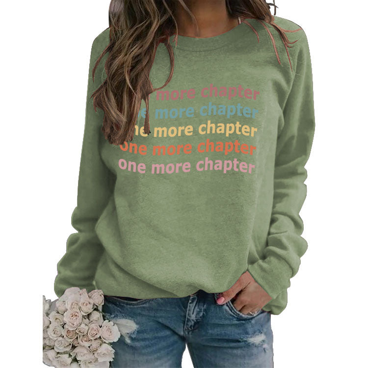 Sweat-shirt ample à manches longues et col rond pour femme, imprimé One More
