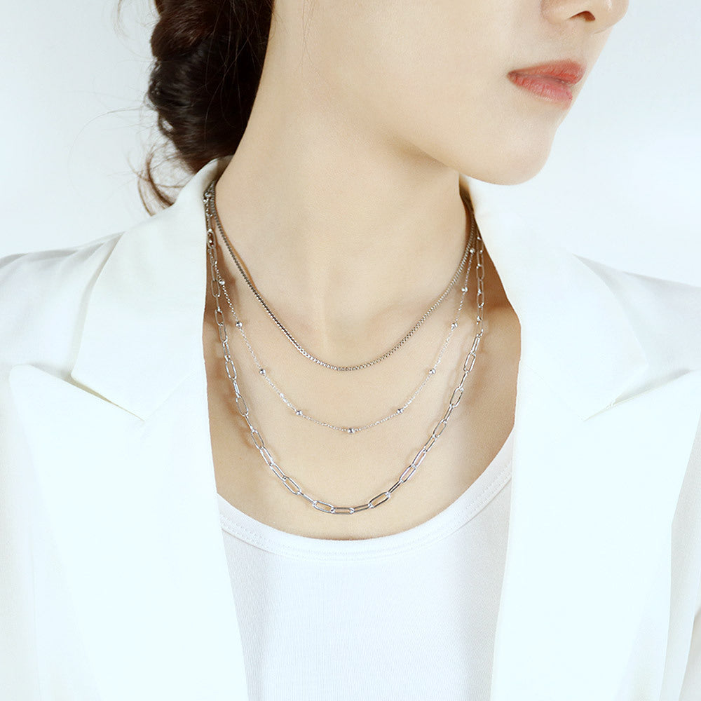 NEHZUS Double couche Hip Hop titane acier collier pour femmes en acier inoxydable clavicule chaîne colliers