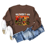 Pull ample à manches longues pour femmes, chemise ample avec lettres imprimées de ville d'halloween, nouvelle collection