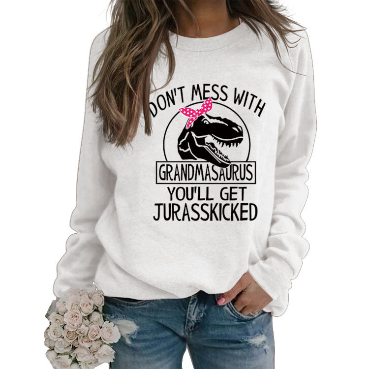 NE PAS MESSER AVEC Lettre Col Rond Lâche Manches Longues Grande Taille Pull Fille
