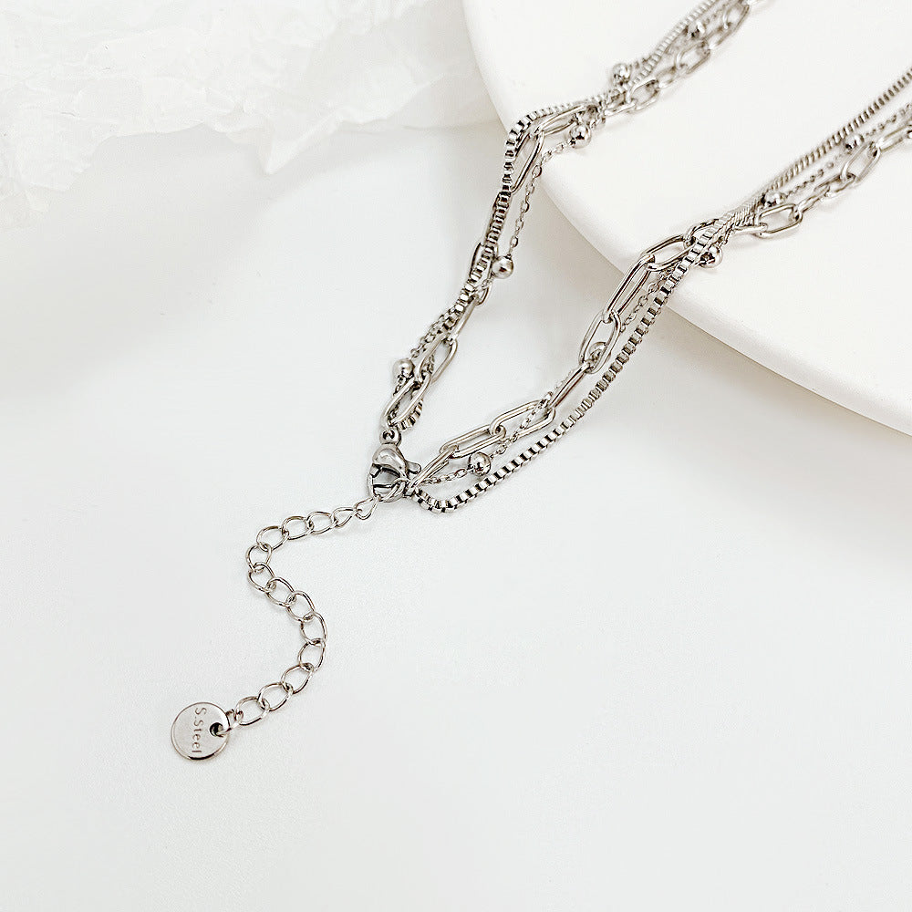 NEHZUS Double couche Hip Hop titane acier collier pour femmes en acier inoxydable clavicule chaîne colliers