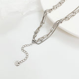 NEHZUS Double couche Hip Hop titane acier collier pour femmes en acier inoxydable clavicule chaîne colliers