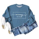 MOMMY EST 2022 Love Herbst/Winter Unten Buchstaben Langarm Pullover in Übergröße