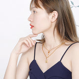 Collier pendentif clé et serrure, bijoux en acier inoxydable pour femmes