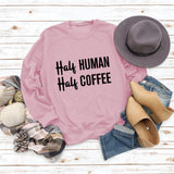 Half Human Half Coffee Round Neck Loose Long-sleeved Large Size Sweater