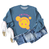 I'M FINE Smiley Letter Print New Long-sleeved Women's Sweater