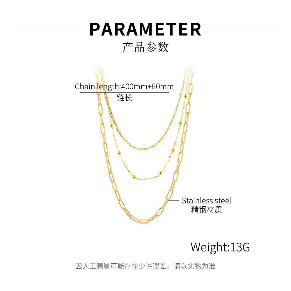 NEHZUS Double couche Hip Hop titane acier collier pour femmes en acier inoxydable clavicule chaîne colliers