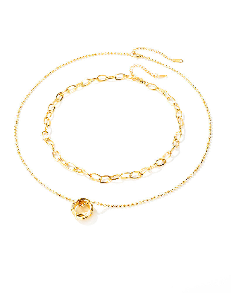 NEHZUS Style Multi-layer Temperament Titanium Steel Necklace Women's Fashion Ring Sexy Clavicle Chain Neck Chain Live Selling