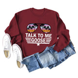 TALK TO ME GOOSE Lockerer Pullover mit Buchstabenmuster und langen Ärmeln und Rundhalsausschnitt