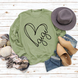 Herbst und Winter Damen Top Buchstabe Gigi Herz Print Langarm Sweatshirt