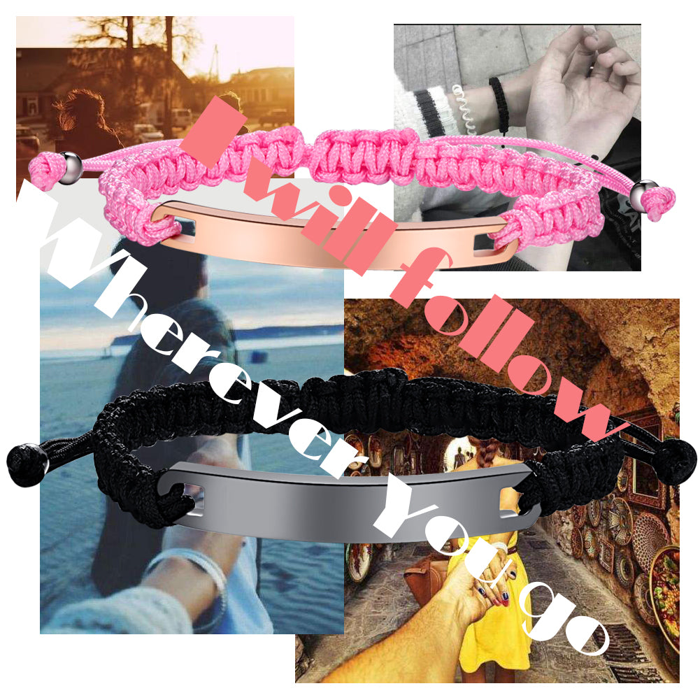 NEHZUS Couples Bracelets ID Nom Bracelet Personnalisé Bracelet Personnaliser Graver Bracelet
