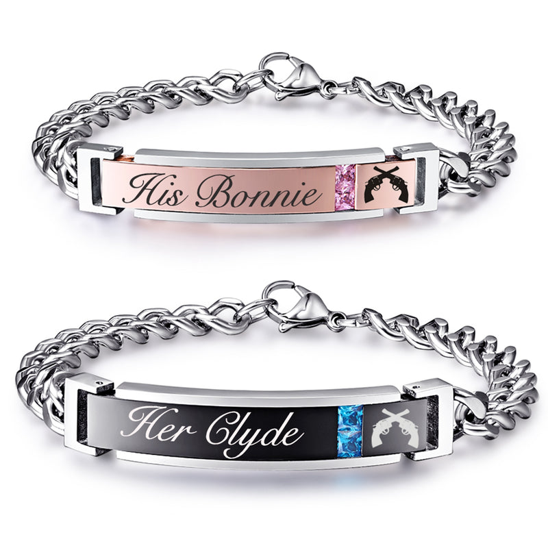 NEHZUS Couples Bracelets His and Hers Stainless Steel Matching Set Bracelet for Anniversary