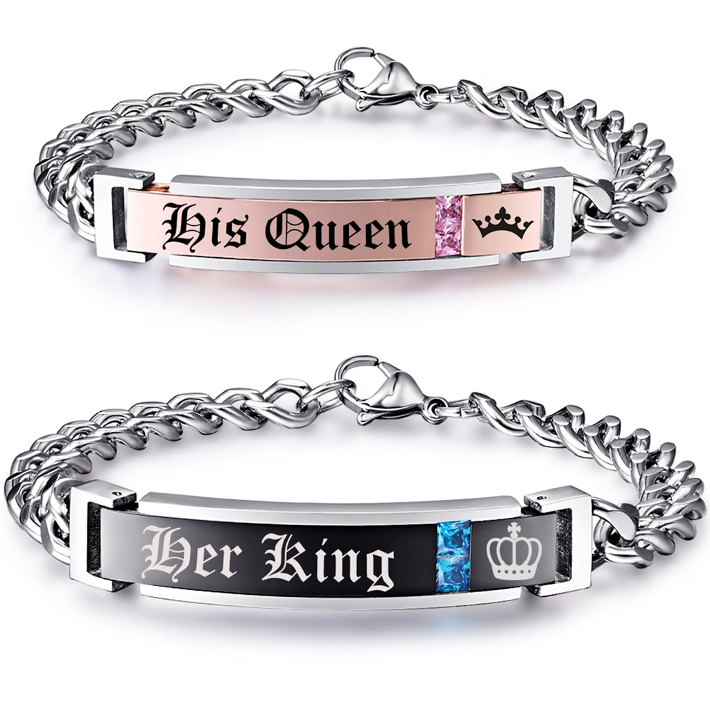 NEHZUS Bracelets de couple pour elle et lui en acier inoxydable assortis pour anniversaire