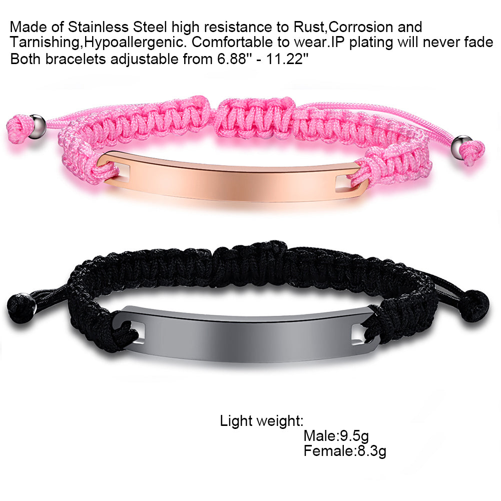 NEHZUS Couples Bracelets ID Nom Bracelet Personnalisé Bracelet Personnaliser Graver Bracelet
