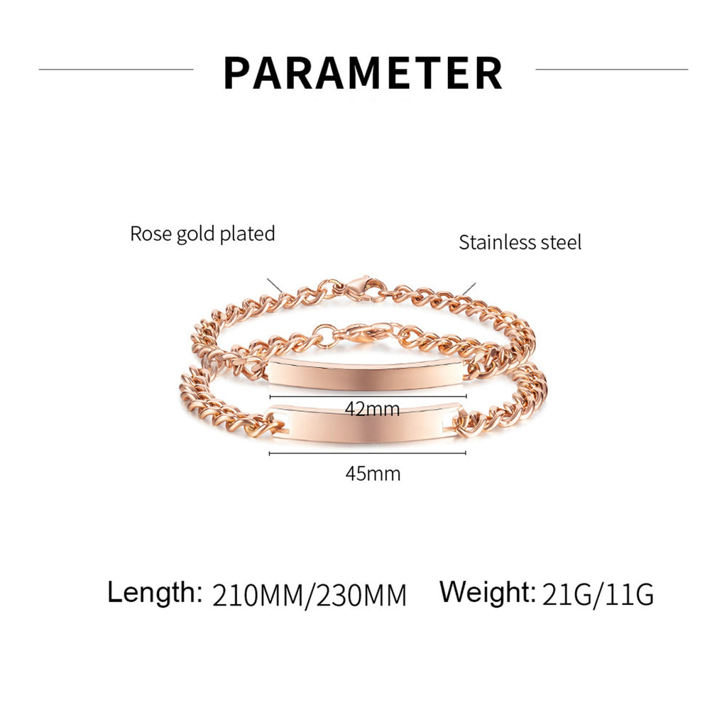 NEHZUS Couples personnaliser Bracelets en acier inoxydable personnaliser bijoux idées cadeaux