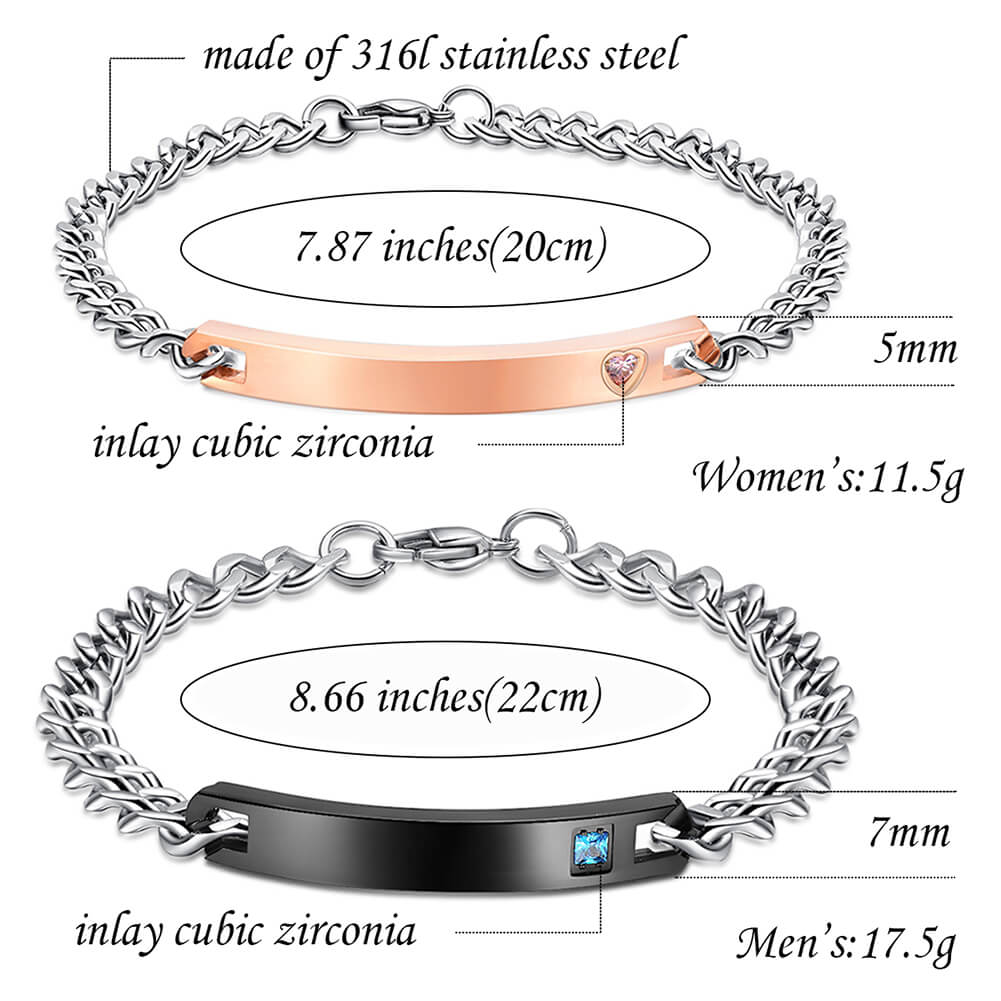 NEHZUS Couple Bracelets son et son Bracelet personnalisé en acier inoxydable bijoux personnalisés
