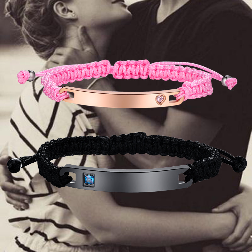 NEHZUS Couples Bracelets ID Nom Bracelet Personnalisé Bracelet Personnaliser Graver Bracelet