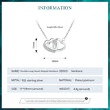 925 Sterling Silver Double Heart Pendant Necklace Clavicle Chain Link for Women Party Jewelry Valentine's Day Gift