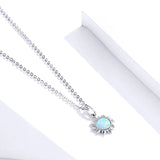 925 Sterling Silver White Opal Sun Pendant Necklace Apollo Chain Necklaces for Women Birthday Gift Jewelry