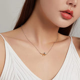 Authentic 925 Sterling Silver Enamel Lovely Honey Bee Necklace for Women Chain Link Necklaces Silver 925 Jewelry