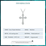 White Gold Plated 925 Solid Sterling Silver Cubic Zirconia Cross Pendant Crucifix Necklace Faithful For Women Girls