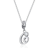 925 Sterling Silver Vintage Letter A to Z Pendant Necklace Initial Long Chain Necklace Platinum Plated Women Fine Jewelry